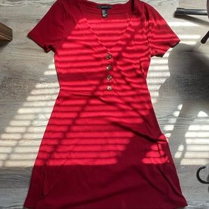 Red button up dress